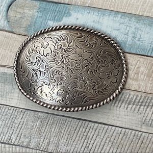 Nocona buckle western belt floral scroll silver